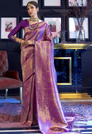 Golden Purple Vieolate soft kanjivaram silk saree collection