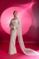 Designer Off white and cream  Grey colored Soft digital printed saree