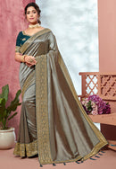 Heavy Designer Party Wear Vichitra Saree with Embroidery Work collection