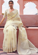 Festivity Pure Banarasi Linen Handloom Weaving Saree For Women