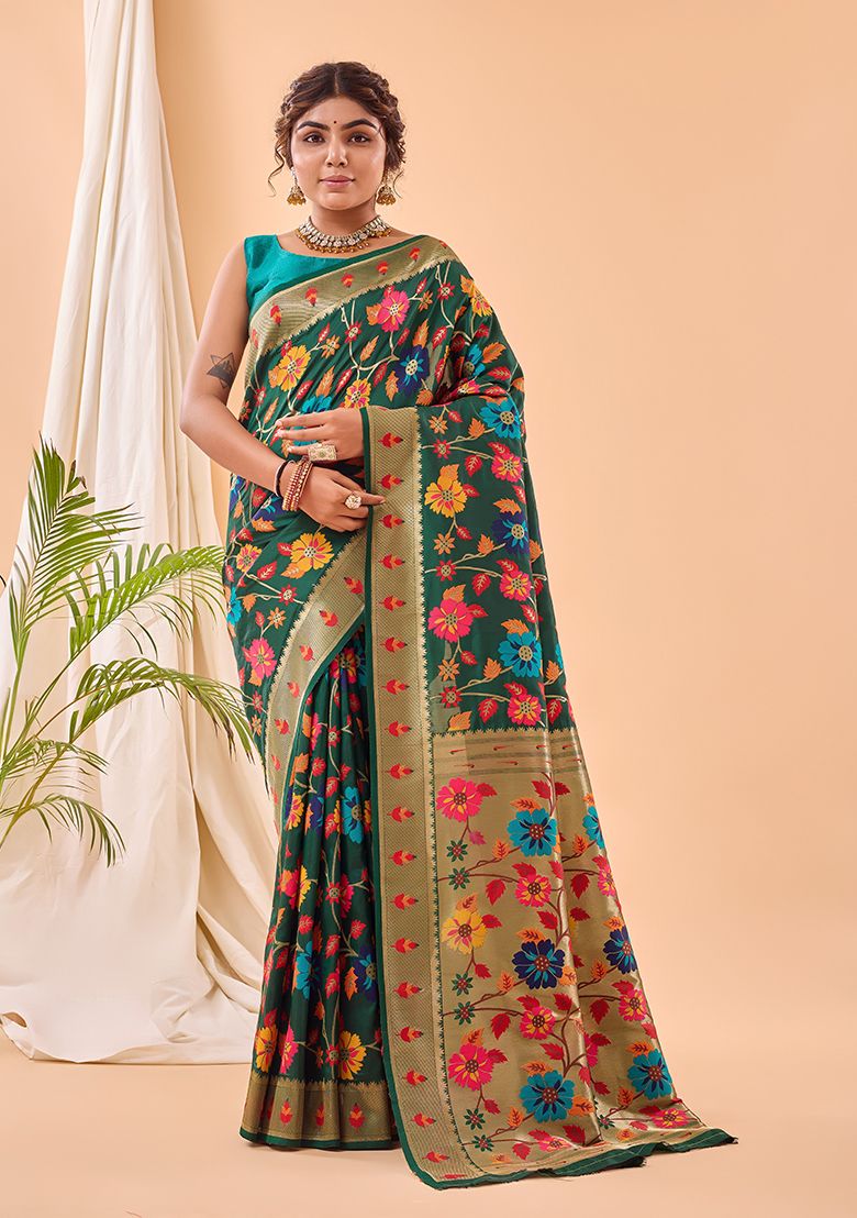 Paithani Silk Saree With Weaving Work for festival