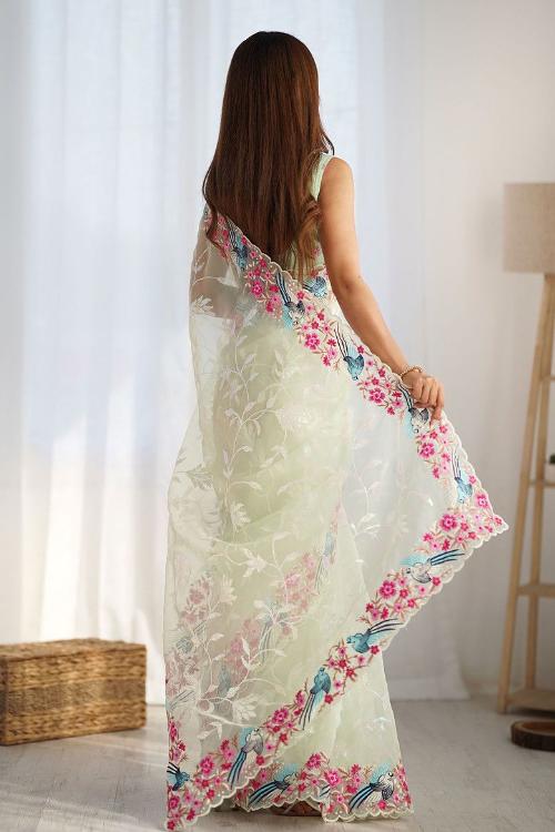 Cutwork Floral Embroidered Organza embroidery work festive looks for woven