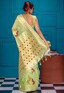 Banarasi Style Art Silk Saree With Blouse in Light Green for Woven style