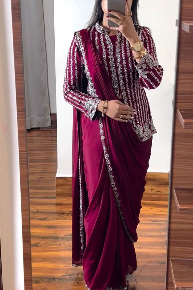 Dreamy Purple Color Party Wear Silk Designer Saree for Daily Wear Collection