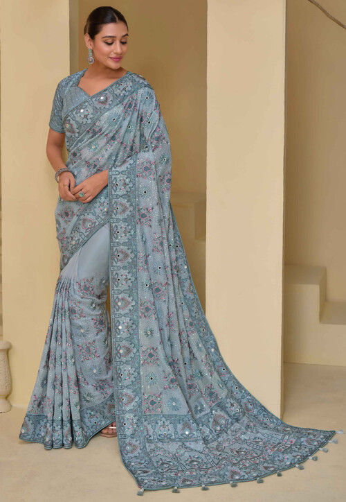 Banarasi Silk Wedding Saree with Thread work Printed Saree Collection for Woman