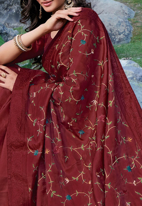 Art Silk Wedding Wear Soft Silk Embroidered Sequence saree for plain Saree