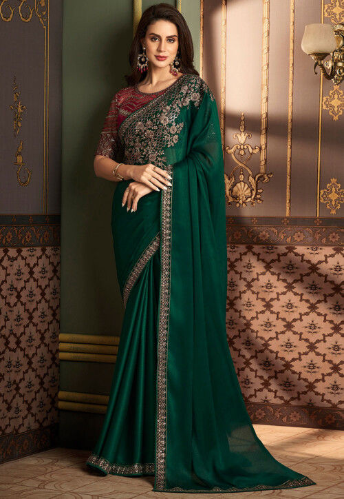 Embroidered Soft Sequins Georgette Saree for Party Wear Sandalwood Design