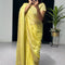 Designer Lime Yellow  Printed Pure Khadi Cotton Saree for woven