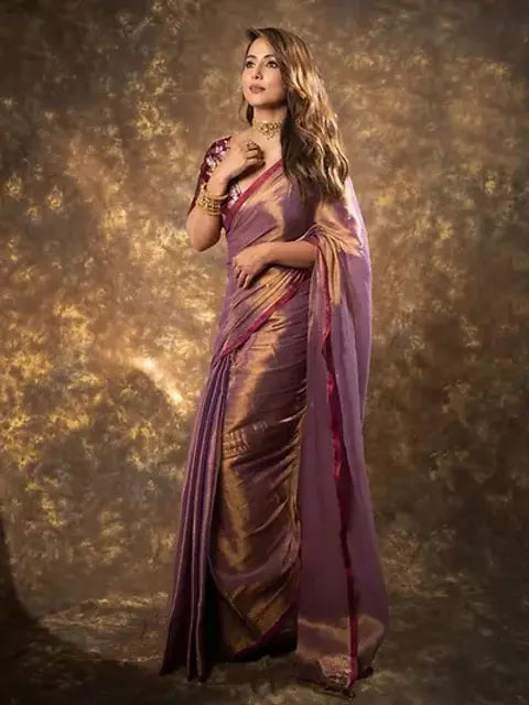 Organza Tissue With Tassels Dhoop Chaanv Wine On Pallu Wrap in 1 minute saree