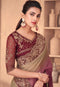 Silk Embroidery Work with Organza Hand Painted Saree for Casual Wear