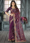 Women Embroidered Organza Net Scalloped Saree for girls callection