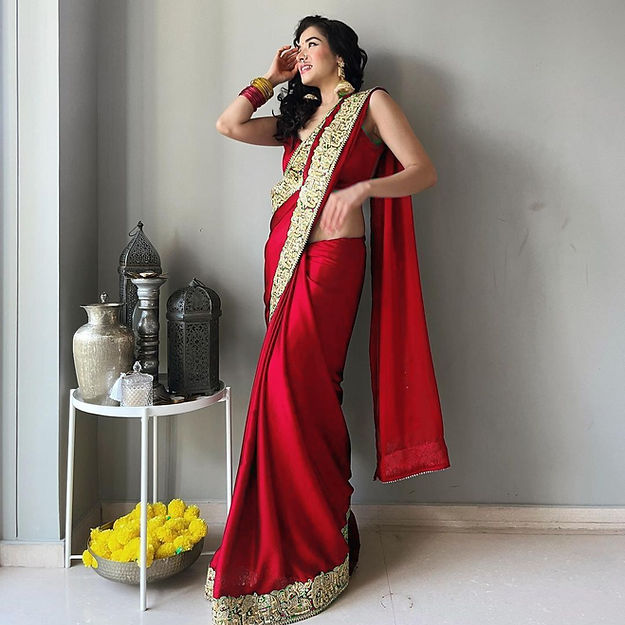 Eventual Hot Red  Color Soft Silk  Banarasi plain saree for daily wear