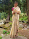 Designer Ethnic Satin Silk Fancy cream yellow Saree for woven