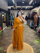 Engrossing Mustered Yellow Color Soft Silk Pattu Sarees for woven