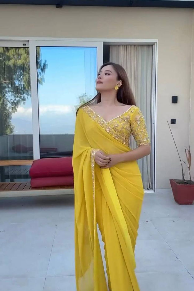 Designer Yellow colored Soft Silk Jacquard Saree for party wear collection