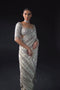 Exceptional Light Cream Color Soft Satin Printed saree for woven wear