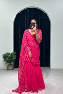 Designer Rani pink colored Soft printed saree for woven