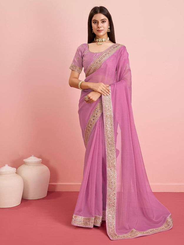 Classic Rose Pink Color Pure Soft digital printed saree