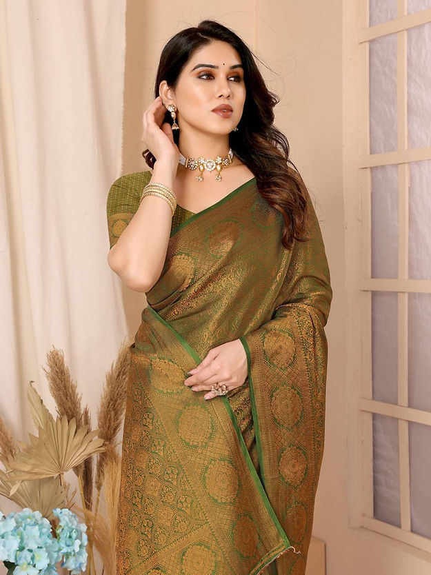 Charismatic Perot Colored Soft Silk Jacquard plain Saree