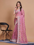 Dashing Baby pink Color Soft Silk Designer Jacquard printed Saree for woven