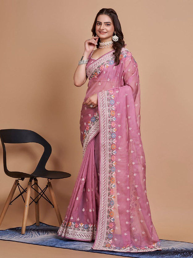 Dashing Baby pink Color Soft Silk Designer Jacquard printed Saree for woven