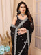 Delightful Black Color Linen Designer Jacquard Saree with fancy border