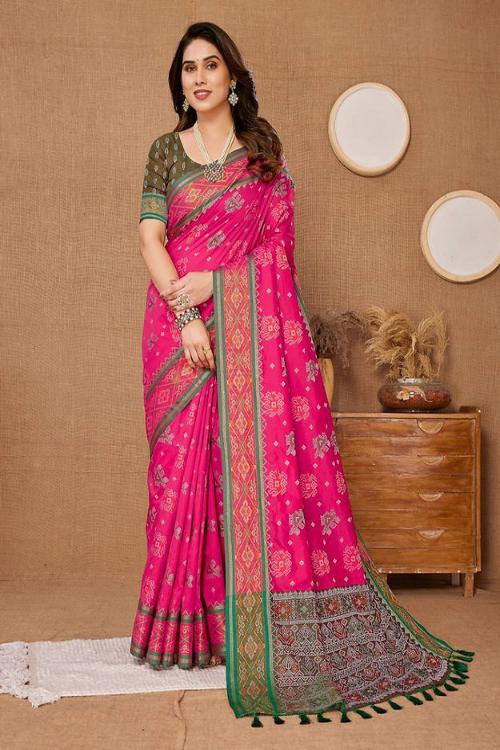 Captivating Pink Color Soft Silk Designer Saree For part wear woven