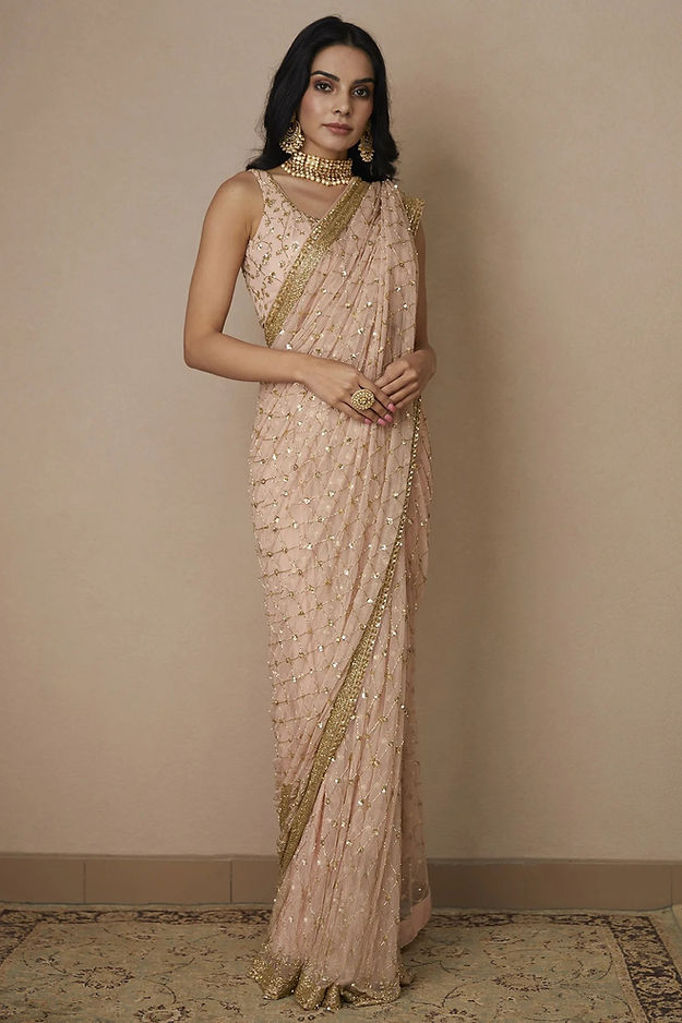 Classy Floral Ruffle Bordered Printed Leheriya Saree for woven