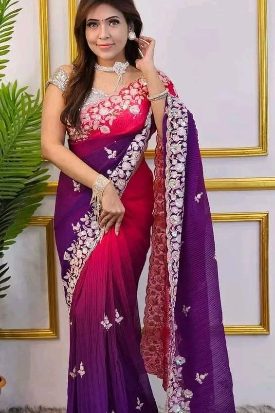 Elegant Firozi and Rani Color Party Wear Soft Silk Designer Sarees