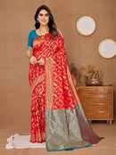 Charismatic Red Color  zarna Printed design saree for party wear