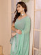 Georgette Thread Embroidery Green Color Occasional Silk for girl