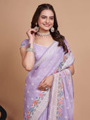 Delicate Beautiful lavender color Kanchipuram Soft digital printed saree