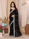 Delightful Black Color Linen Designer Jacquard Saree with fancy border