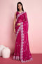 Embroidered Floral Organza Designer party wear saree for woven