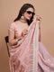 Designer Party Wear cotton Pink Embroidered Organza Saree for woven