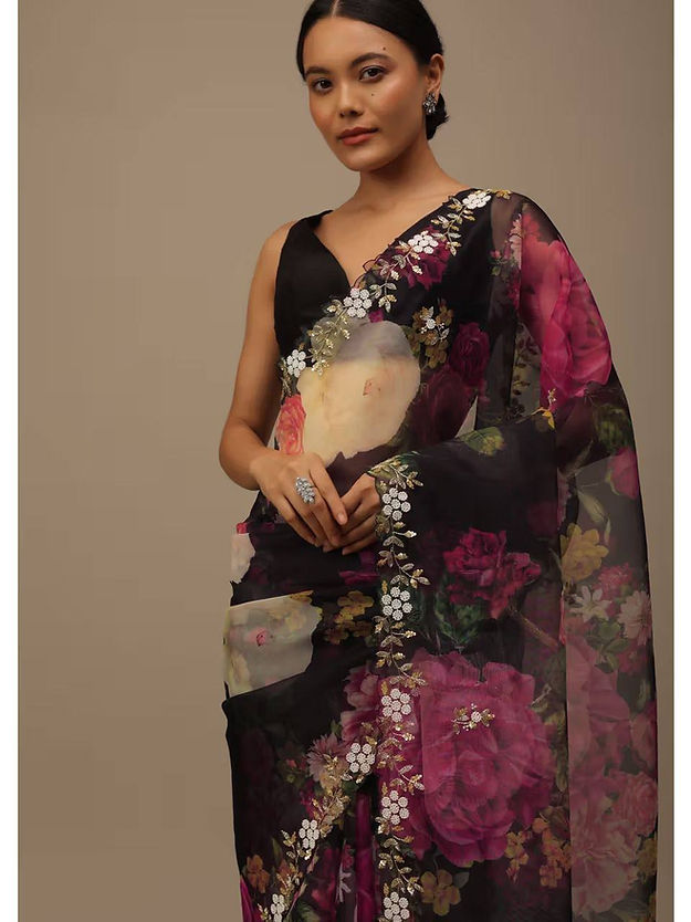 Designer One piece Black colored Pure Silk Banarasi Saree for daily wear