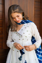 Beautiful White Color Attractive Heavy Printed Gown