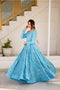 sky blue color Designer Mirror Firozi Gown For Women