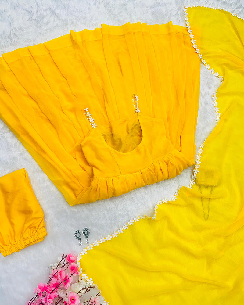 Yellow Color Beautiful Designer Party Wear Gown