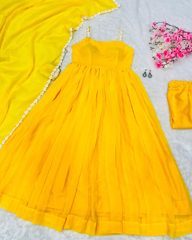 Yellow Color Beautiful Designer Party Wear Gown – Dora Vastra