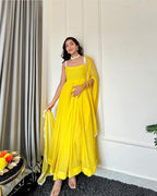 Yellow Color Beautiful Designer Party Wear Gown