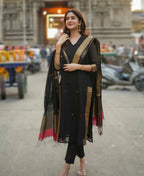 Maheshwari Silk Black Kurta Set