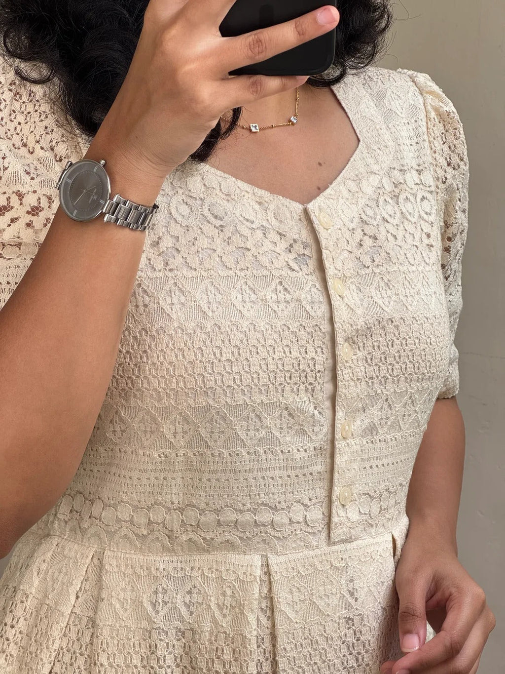 Snowflakes Beautiful Pure Cotton Lace Western Dress