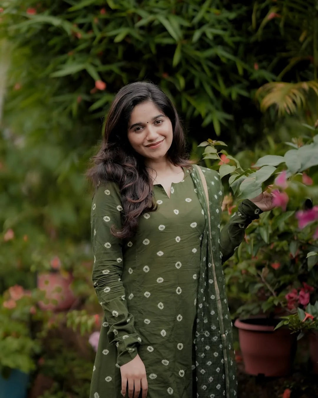 Bandhani Handblock A-line Kurta Set