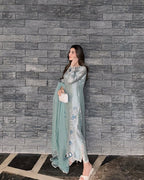 Icy Aqua Silk Suit Set