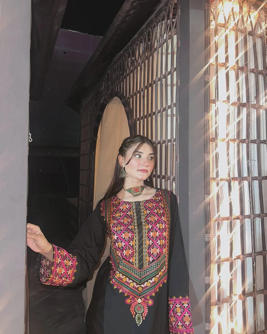 Black Cambric Embroidered 2PC