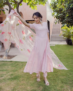 Tide Pink Handpainted Cotton Suit Set