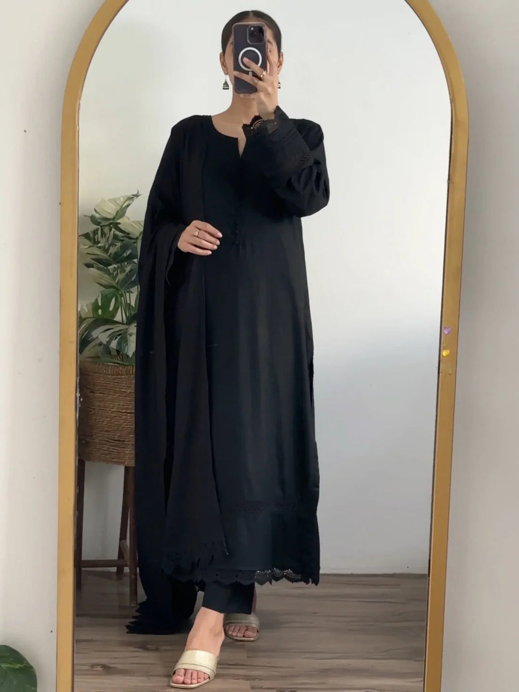 3 Piece - Slub Khaddar Black