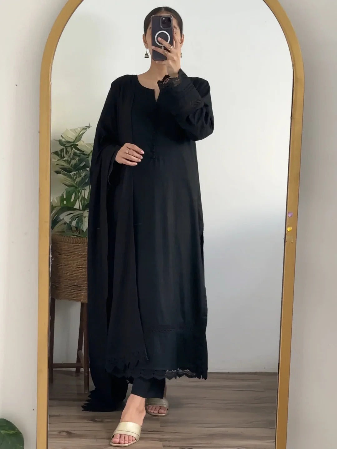 3 Piece - Slub Khaddar Black