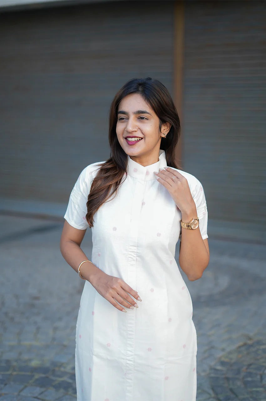 Ivory Pink Handloom Co-ord Set